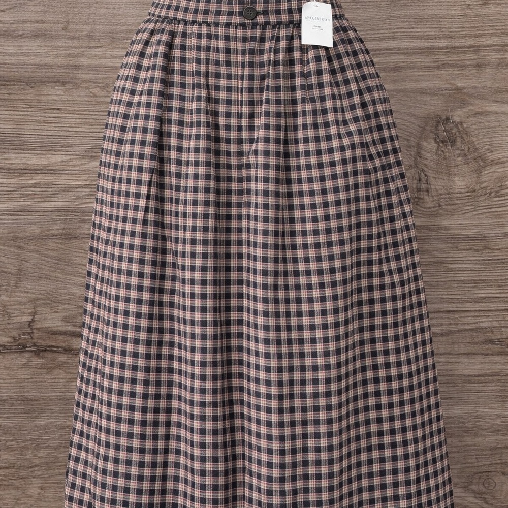 NWT Appleseeds Skirt Petite 6P Plaid Button Zip Pockets Minimalist Academia - Picture 2 of 11